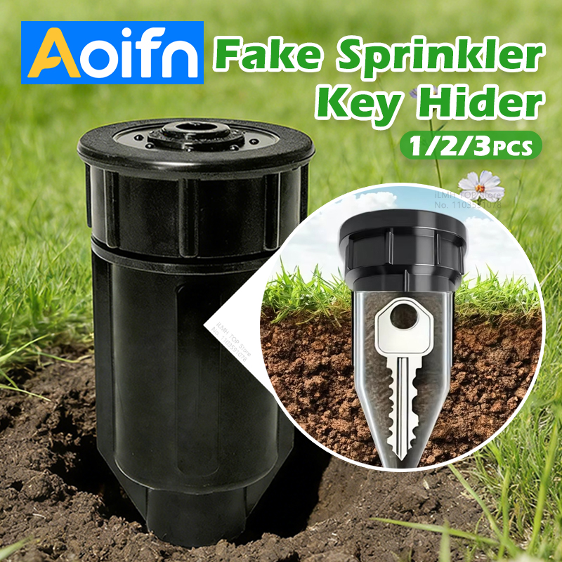 Corrector de llaves de aspersor falso, caja de seguridad impermeable para llaves ocultas al aire libre, almacenamiento secreto de jardín de plástico duradero, para llave de repuesto de emergencia