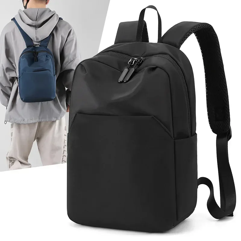 Men Trekking Bag Nylon School Backpack Japanese Trend Casual Solid Color Backpack Outdoor Travel Lightweight Small Backpack