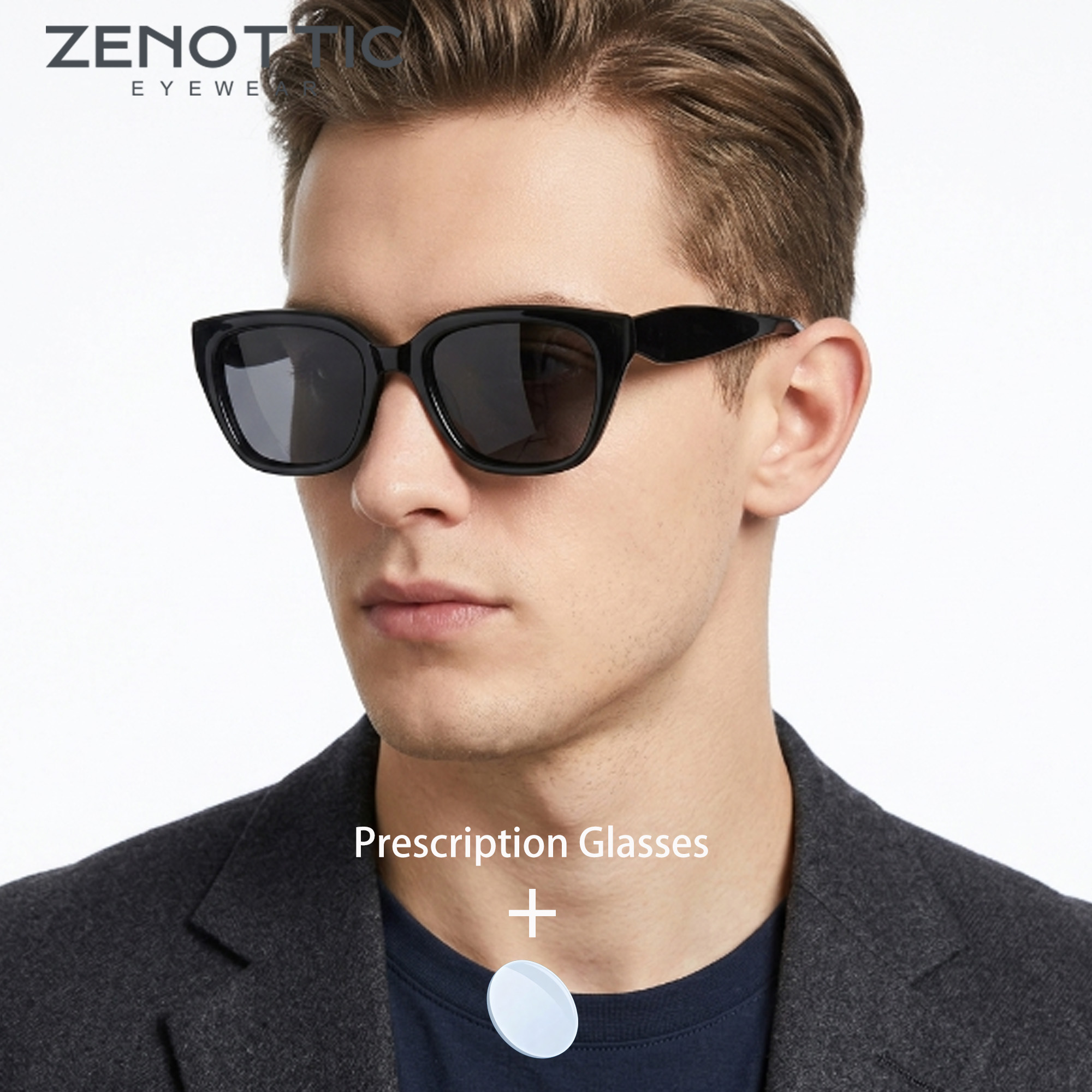 Óculos de Sol Polarizados ZENOTTIC Unissex de Acetato Feitos à Mão, Modelo Olho de Gato, Tamanho M, UV400, com Lentes de Grau, Modernos