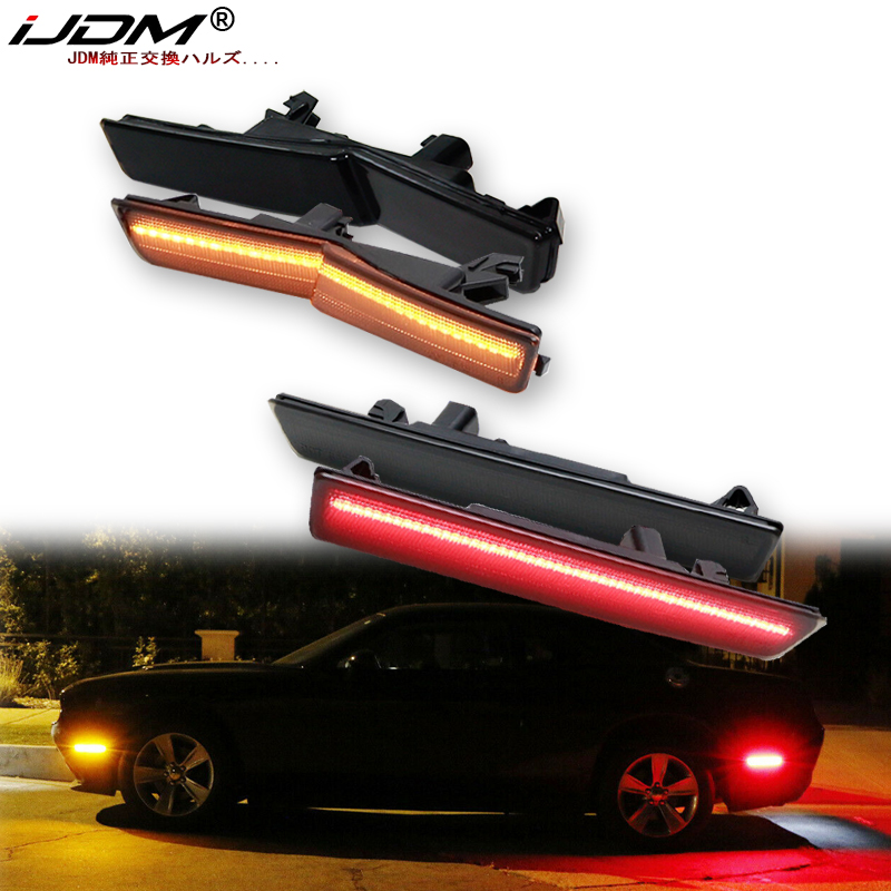 Luz de Marcador Lateral LED Completa Ámbar/Roja iJDM para Dodge Challenger SRT Hellcat Widebody 2015-2022 SOLAMENTE, Reemplaza las Luces de Marcador Lateral OEM