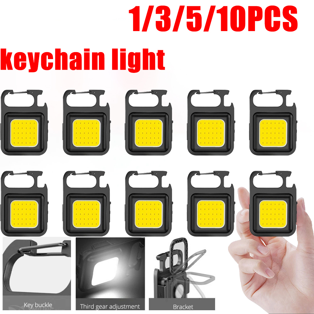 ポータブルミニ超高輝度 COB キーホルダーライト 4 照明モード Forwork ライト懐中電灯充電ランプキャンプライトマグネット付き