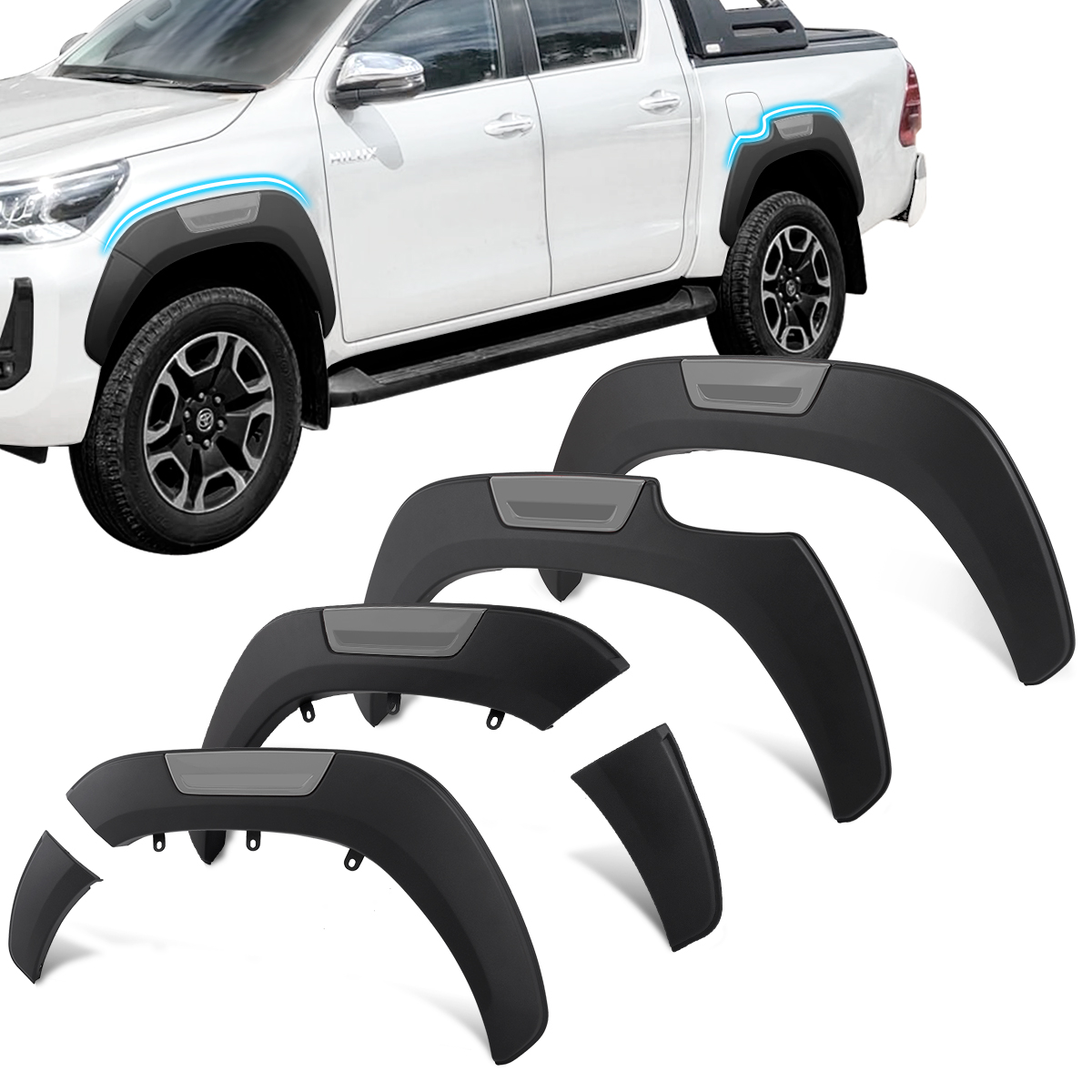 Spatbord Flares Wielkast Voor Toyota Hilux 2015-2020,2021-2024 Modellen 4X4 Auto Auto Onderdeel Accessoires 6 Stks/set Auto Styling