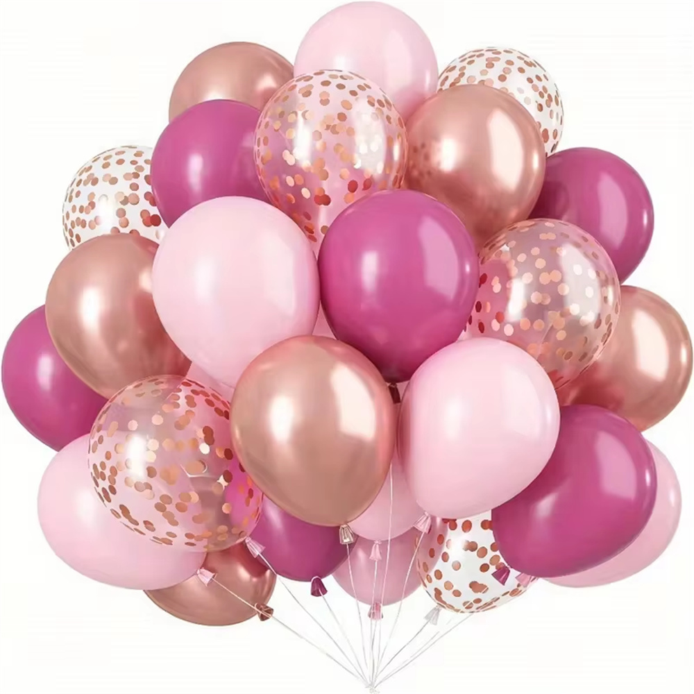 20 globos rosas y blancos con confeti multicolor - Perfectos para fiestas de cumpleaños, despedidas de soltera y eventos de boda