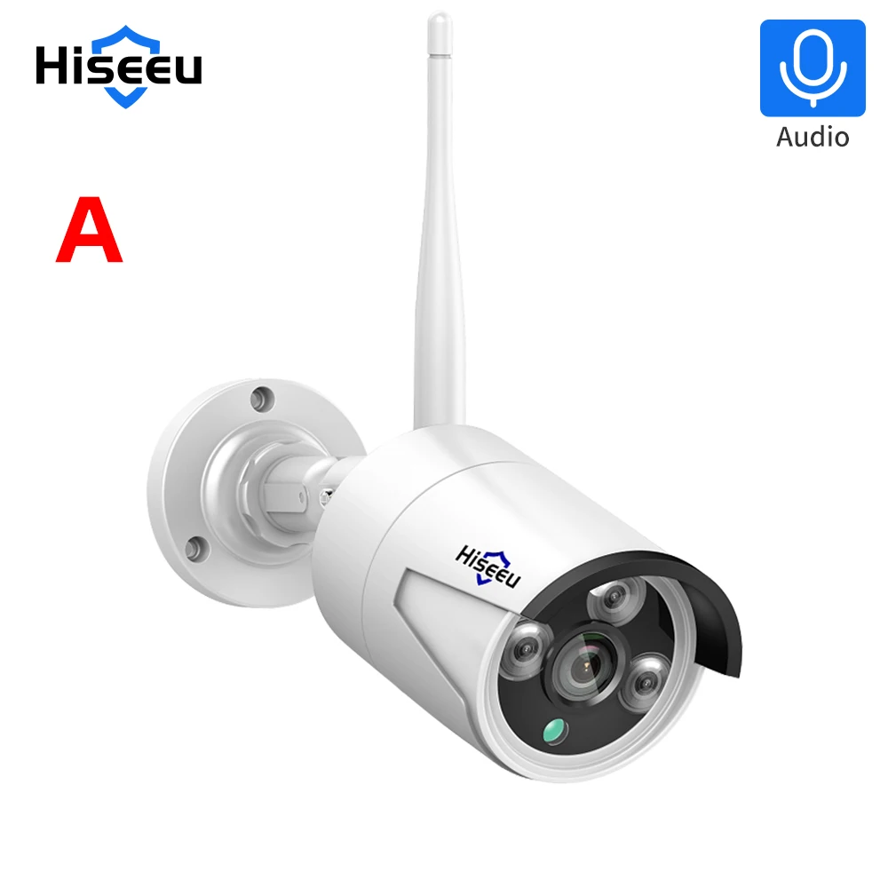 Cámara IP inalámbrica Hiseeu 1536P, lente de 3,6mm, cámara WiFi de seguridad impermeable para kits de sistema CCTV inalámbrico Hiseeu, vista por aplicación IP Pro