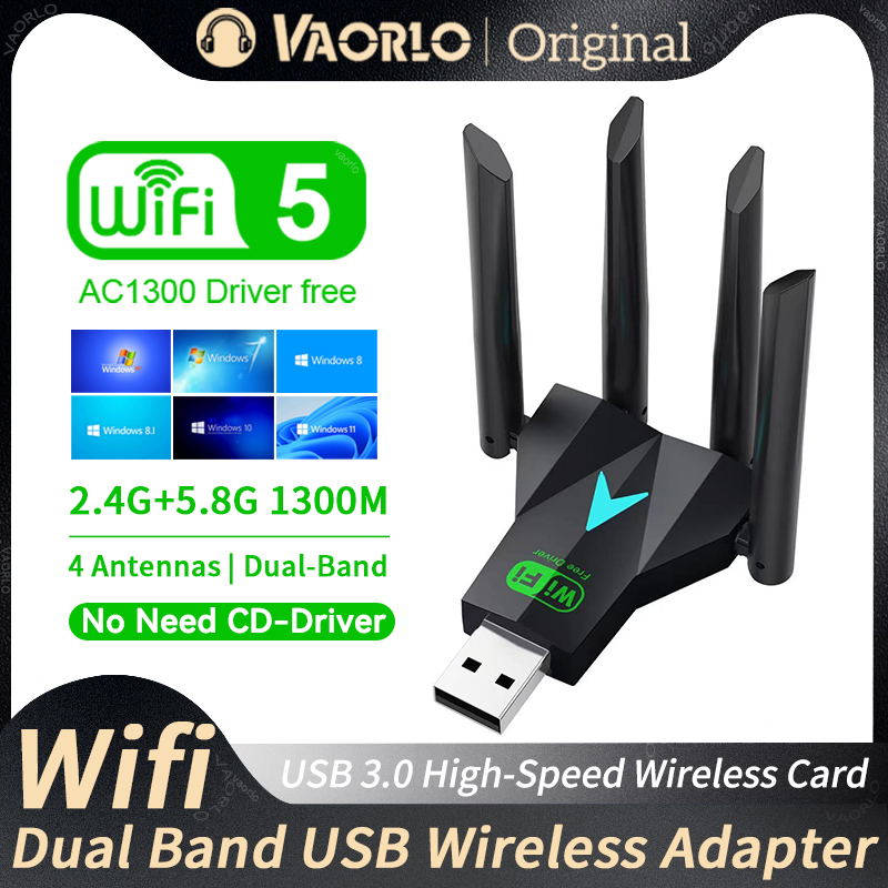 1300Mbps WiFi USB Adapter Dual Band 2.4G/5Ghz Wi-Fi Dongle USB3.0 ความเร็วสูง 802.11AC 4 เสาอากาศตัวรับสัญญาณไร้สายไดร์เวอร์ฟรี