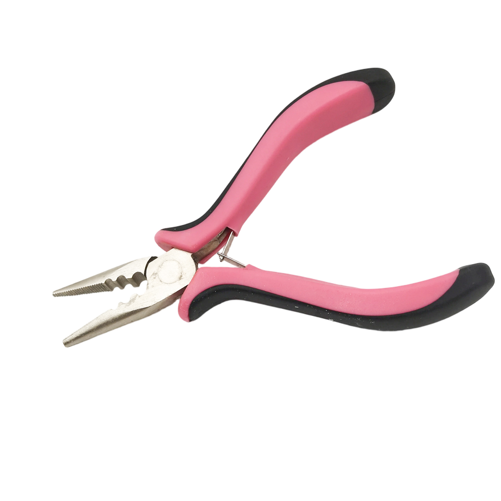 Mini pince à cheveux rose à 3 trous pour extensions de cheveux à plumes/micro nano anneaux, outil d'ouverture et de retrait, pince à bec droit