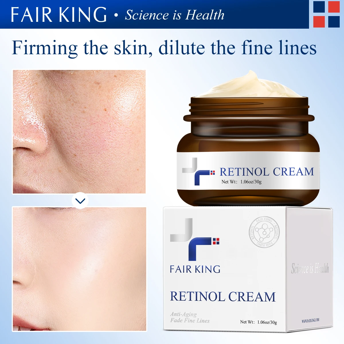 Retinol Face Cream Anti-Aging Wrinkle Lightening Whitening Spots Accelerated Skin Renewal Shrinking Pore Vitamin A Face Cream