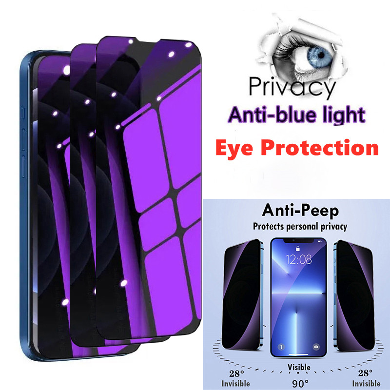 1-3 stuks anti blauw licht privacy gehard glas voor iPhone 15 Pro Max 14 Plus 13 12 Mini 11 oogbescherming heldere schermbeschermer