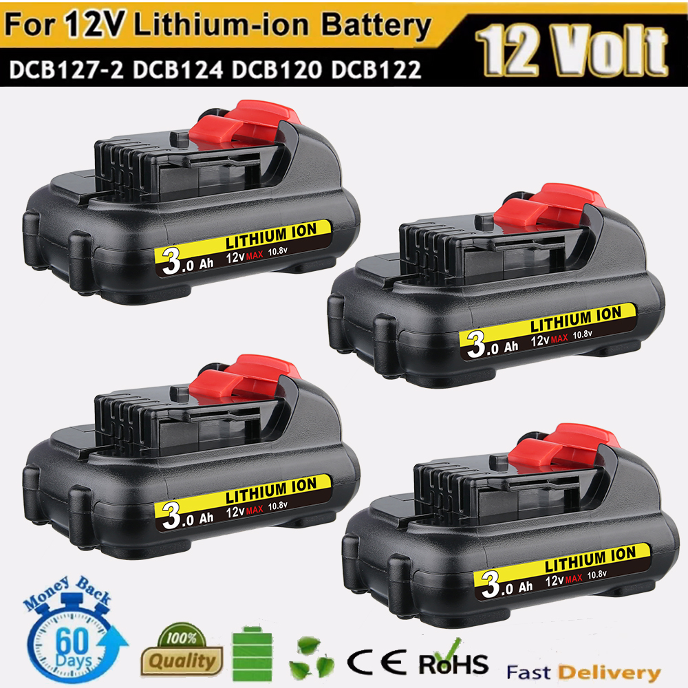 1/2/4 pièces 3.0Ah Li-ion DCB120 remplacer pour Dewalt 12V batterie broche Compatible avec DCB121 DCB123 DCB125 DCB127 outils électriques sans fil