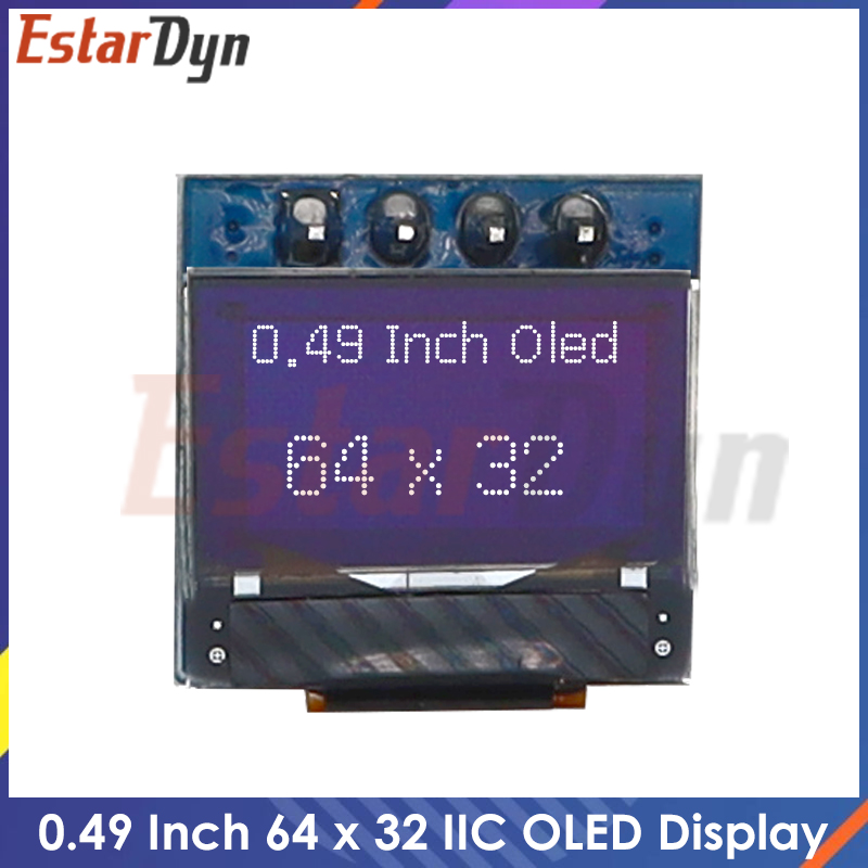 Módulo LCD de pantalla OLED de 0,49 pulgadas, pantalla blanca de 0,49 ", interfaz I2C IIC 64x32, controlador SSD1306 para Arduino AVR STM32
