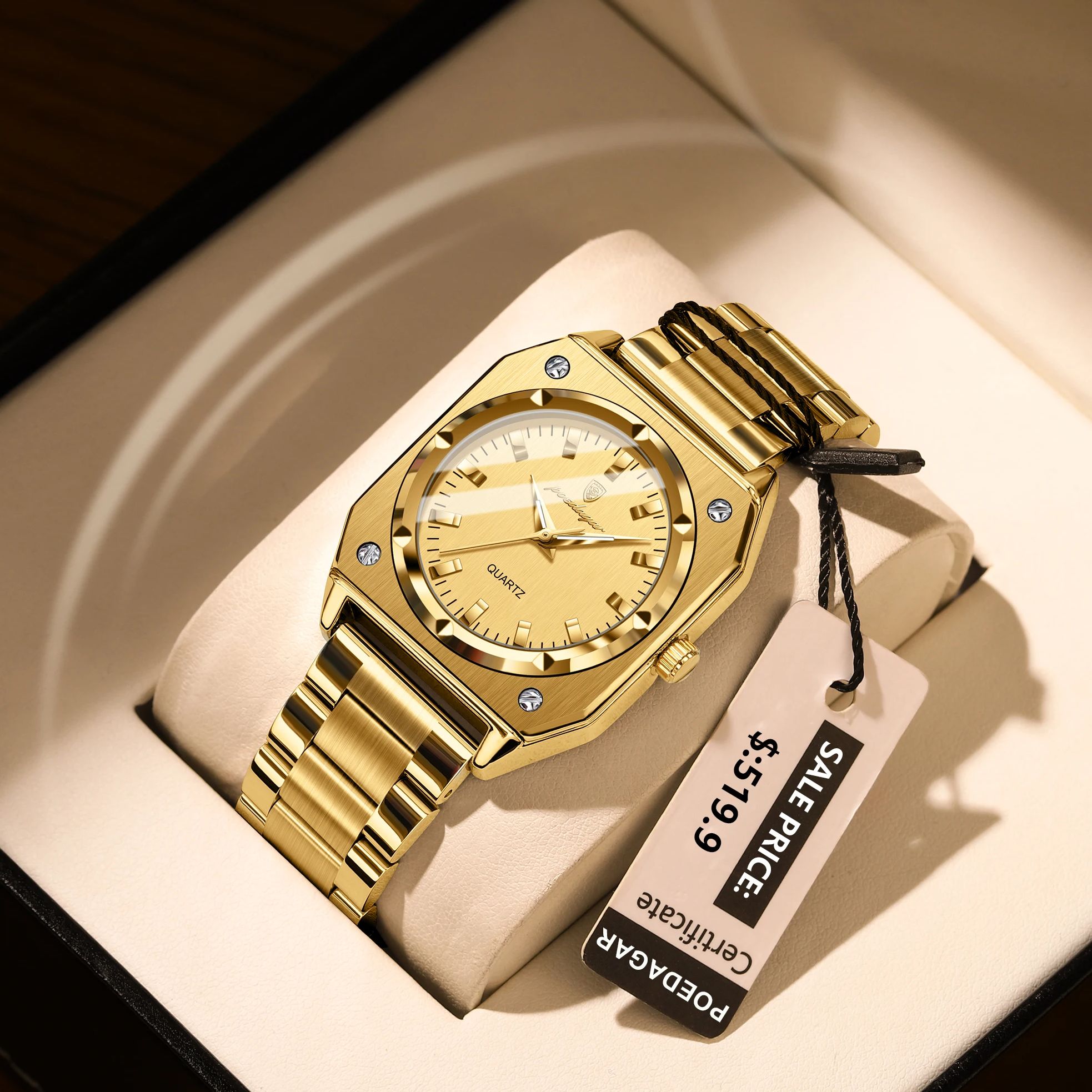 POEDAGAR Luxury Elegant Square สุภาพสตรีนาฬิกากันน้ํานาฬิกาผู้หญิงสแตนเลสสตีลควอตซ์ผู้หญิงนาฬิกา Reloj + กล่อง
