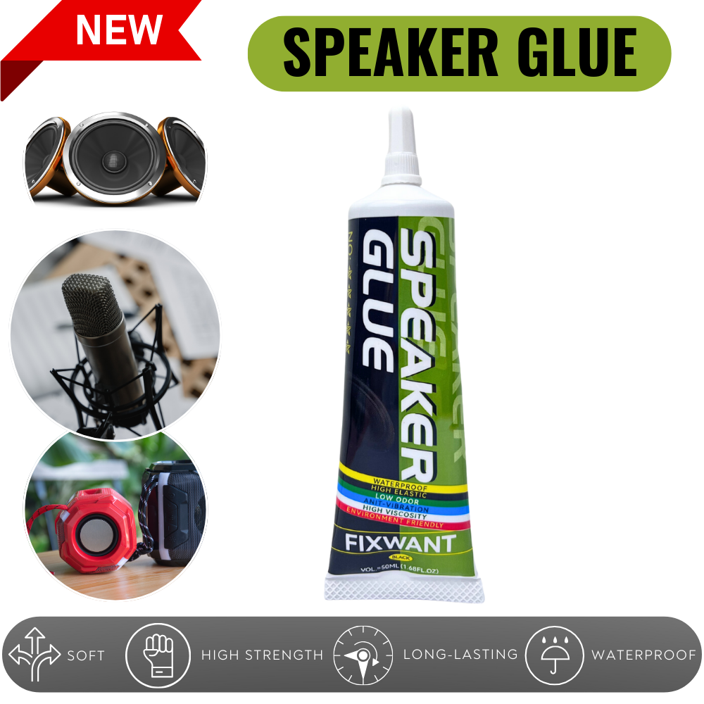 FIXWANT – colle de réparation de haut-parleur noir/Transparent, capuchon anti-poussière latéral en mousse, bord en caoutchouc, cône de bassin, adhésif fort