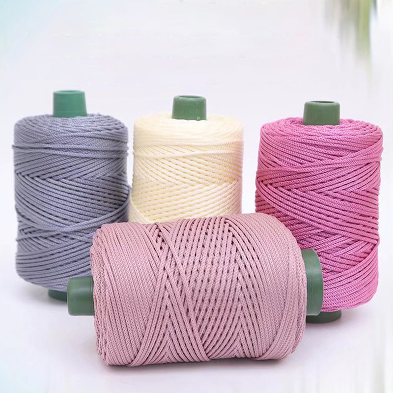 200m 3mm Summer Crochet Yarns Ice Rope Thread for DIY Knitting Bag Purse Sun Hat Shoes Cushions Weaving Yarn Sewing Accessories