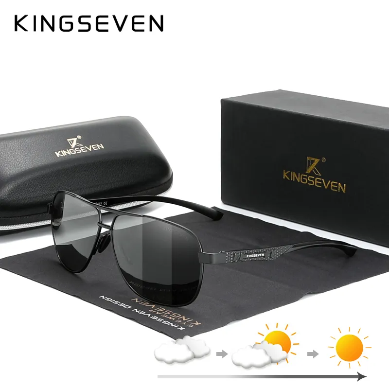 KINGSEVEN Nuovi occhiali da sole fotocromatici per uomo Occhiali da sole polarizzati in alluminio UV400 Occhiali da sole alla moda per uomo Occhiali da sole da donna Oculos de sol