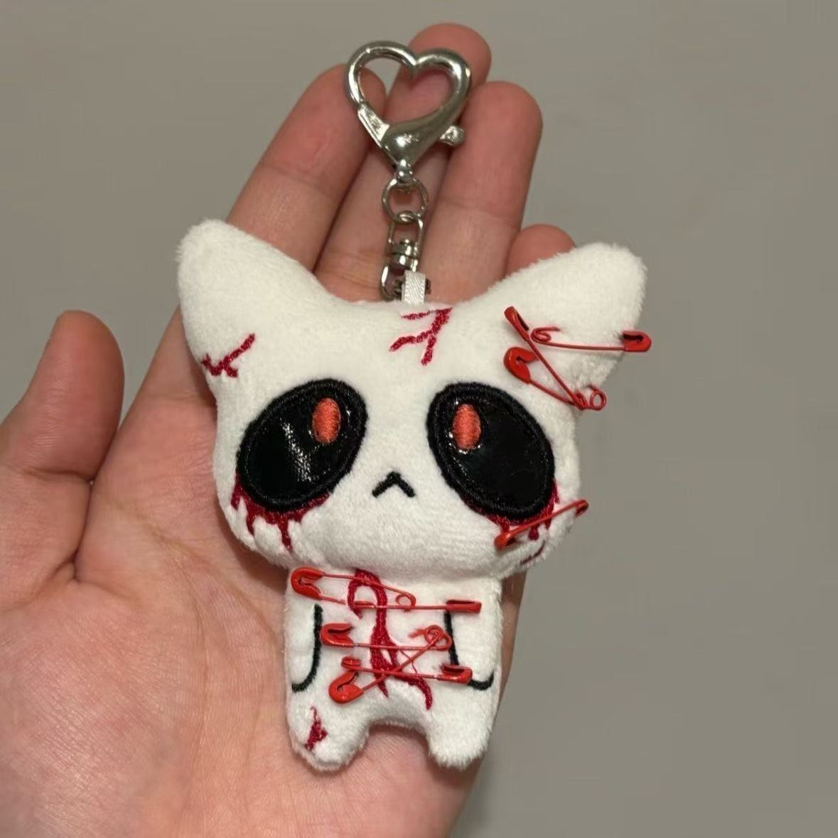 Gothic Bag Pendant Brand New Halloween Plush Keychain Bloody Keychain Cartoon Creepy Doll Charm For Backpack Mobile Phone Bag