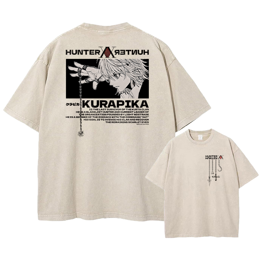 Vintage Anime Hunter X Hunter Acid T Shirt Stampa grafica Tees Uomo Donna Manga Street Lavato 100% cotone T-shirt Unisex