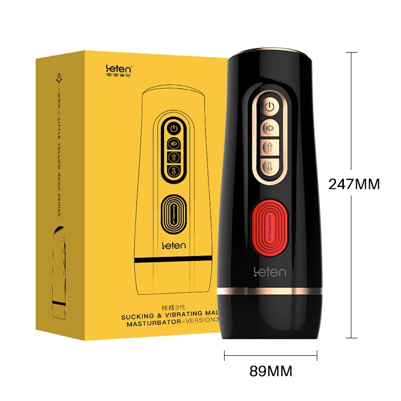 Leten Male Vacuum Suction Masturbation Cup Automatic Suck Pussy Cup Double Airbags Realistic Vagina Sex Machine Toys For Men 18