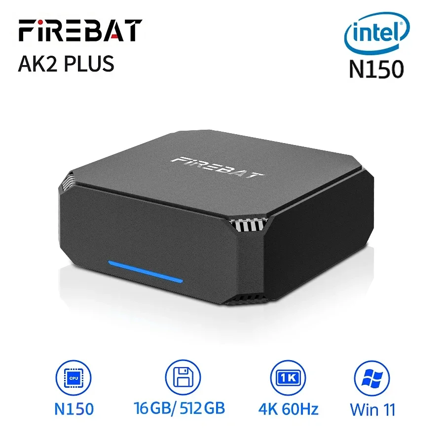US/EU FIREBAT AK2 PLUS MiniPC Intel N150 N100 banda Dual WiFi5 BT4.2 16GB 512GB ordenador de juegos de escritorio Mini PC Gamer