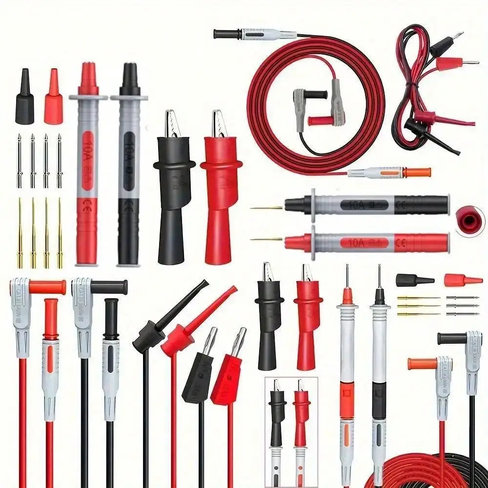 Kit di cavi di prova P1308B da 18 pezzi con connettori a banana da 4 mm e cavi a gancio, sonde multimetro sostituibili, cavi di prova con clip a coccodrillo ￼ ￼ ￼