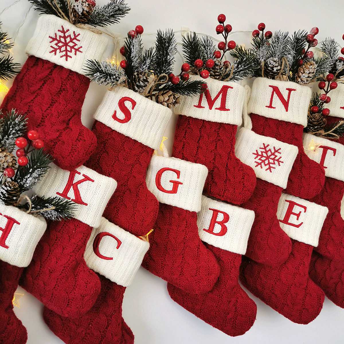 Weihnachtsbrief-Stricksocken, Schneeflocken-Strumpf, 2025, Weihnachtsdekoration für Zuhause, Weihnachtsbaumschmuck, Geschenk, Navidad Natal 2026