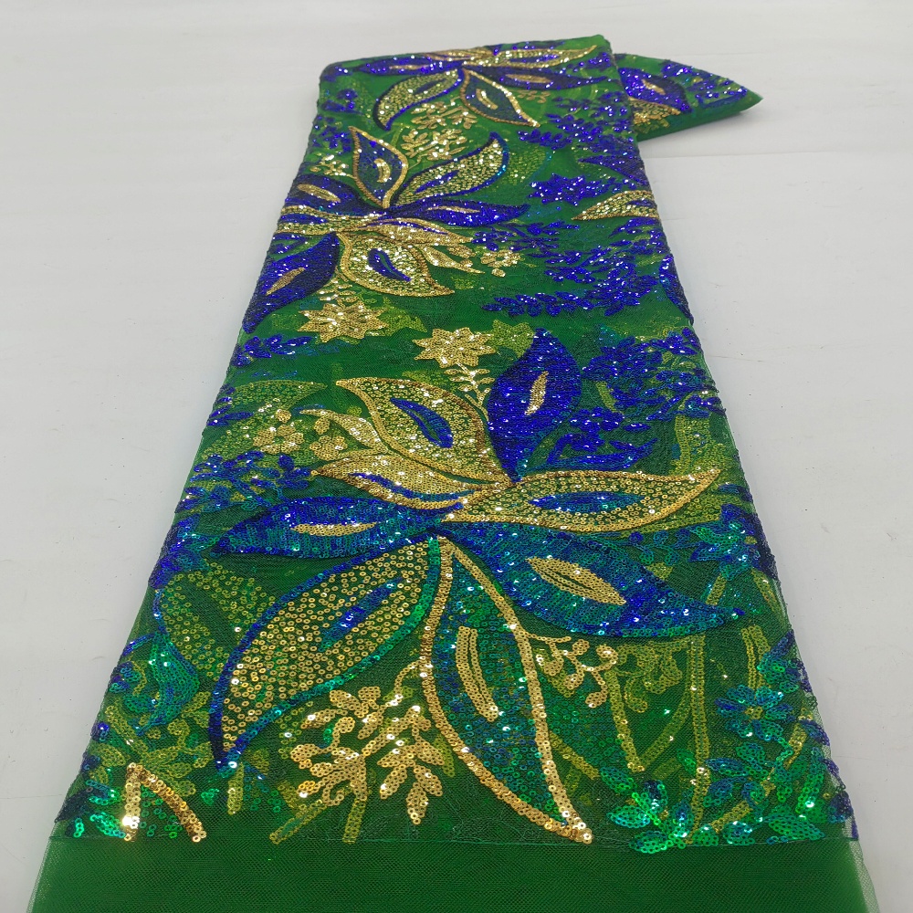 Tissu africain en dentelle maille française 2026, broderie de paillettes, Tulle perlé pour femmes, robes de soirée, 5Yards, mètre de couture