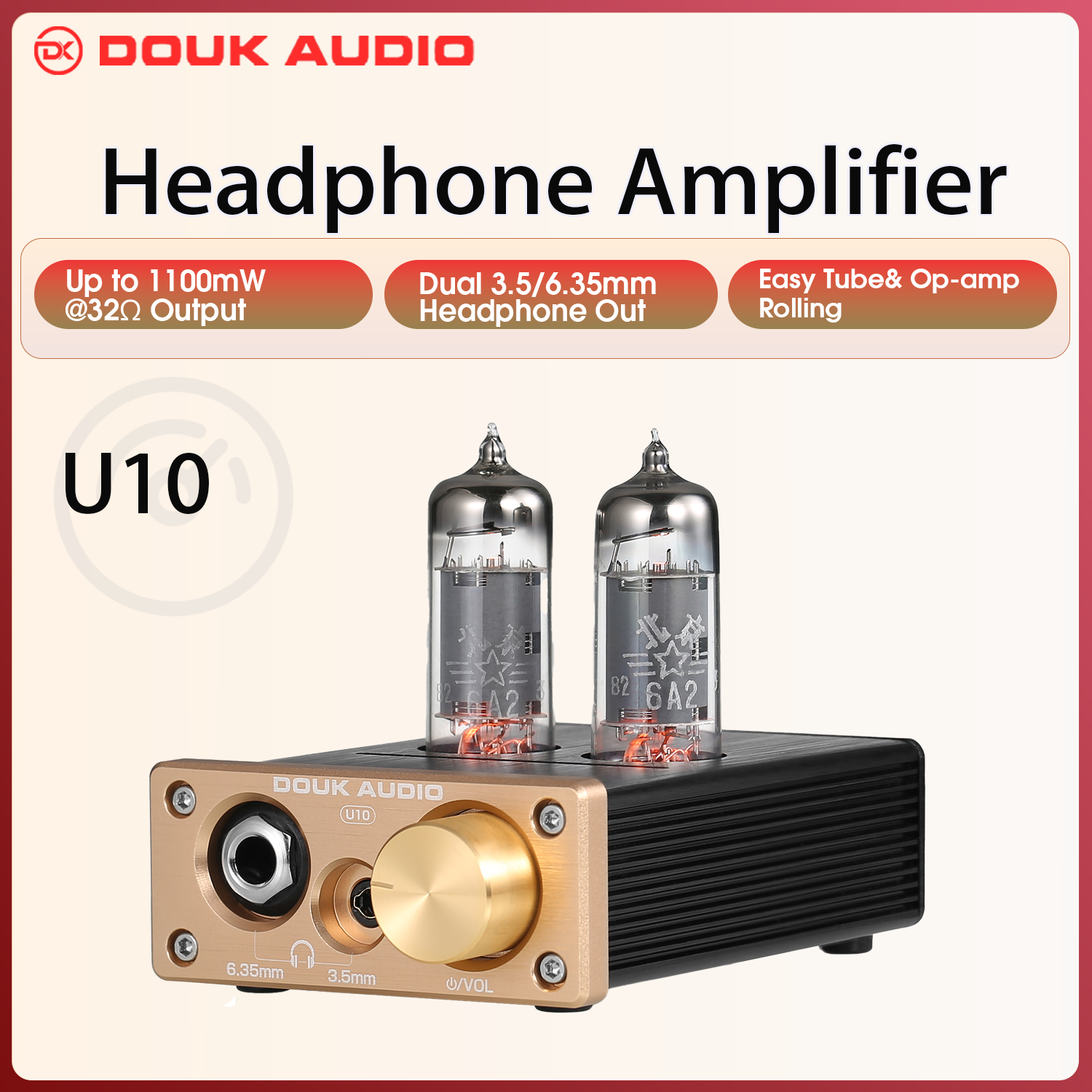 Douk – préampli Audio HiFi U10, 6.35/3.5mm, stéréo, AUX, pour bureau, casque d'écoute