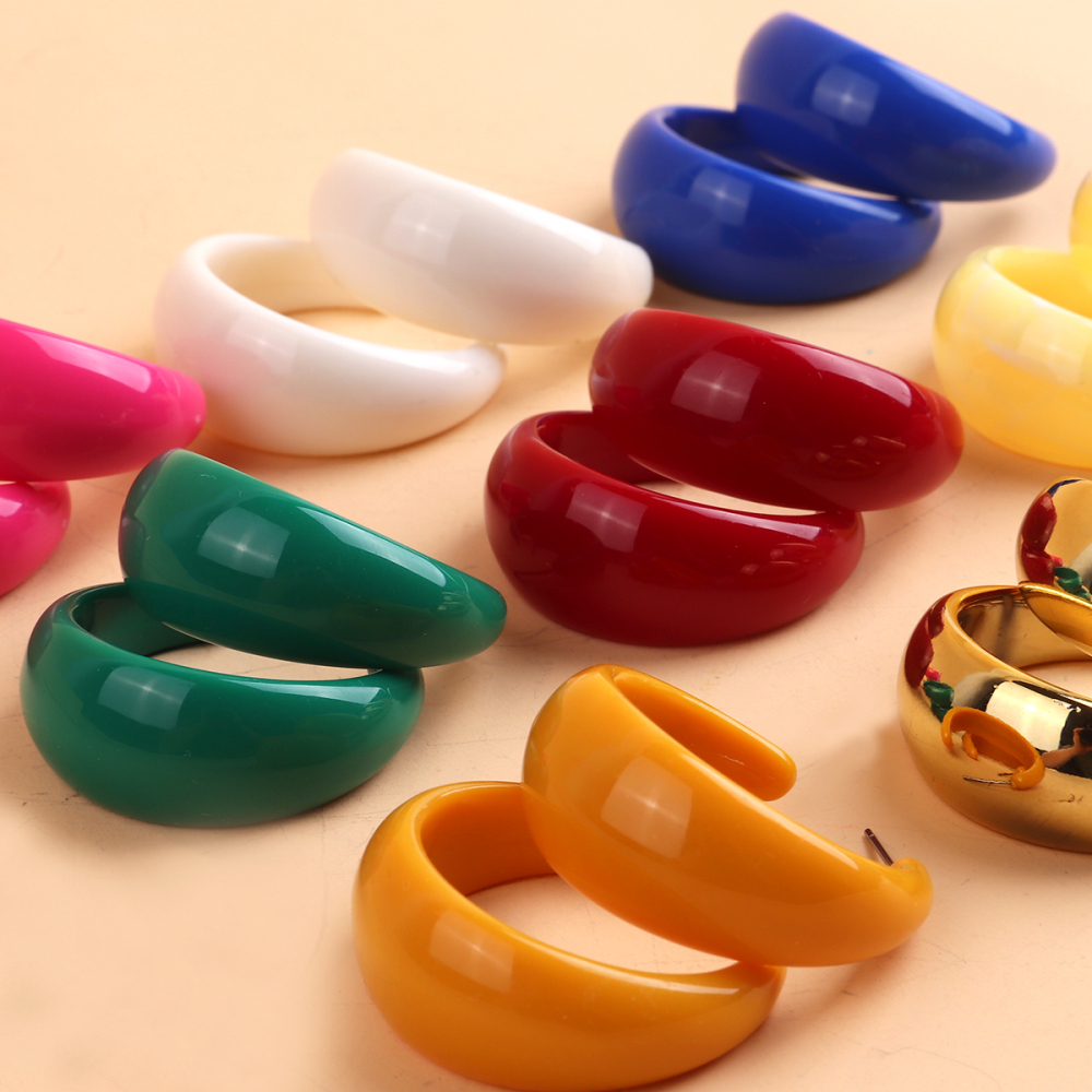 FishSheep Trendy Acryl C Form Creolen Für Frauen Koreanische Bunte Geometrische Harz Kreis Ohrringe 2022 Mode Schmuck