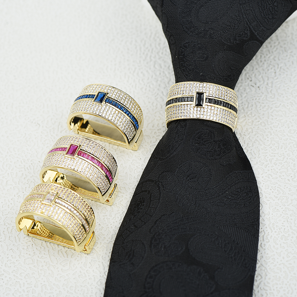 ICEYY 8 Colors Fashion Men's Tie Ring D-shaped Buckle Tie Clips Senior Shirt Tie Pin Fixed Clamp Business Wedding Party Jewelry