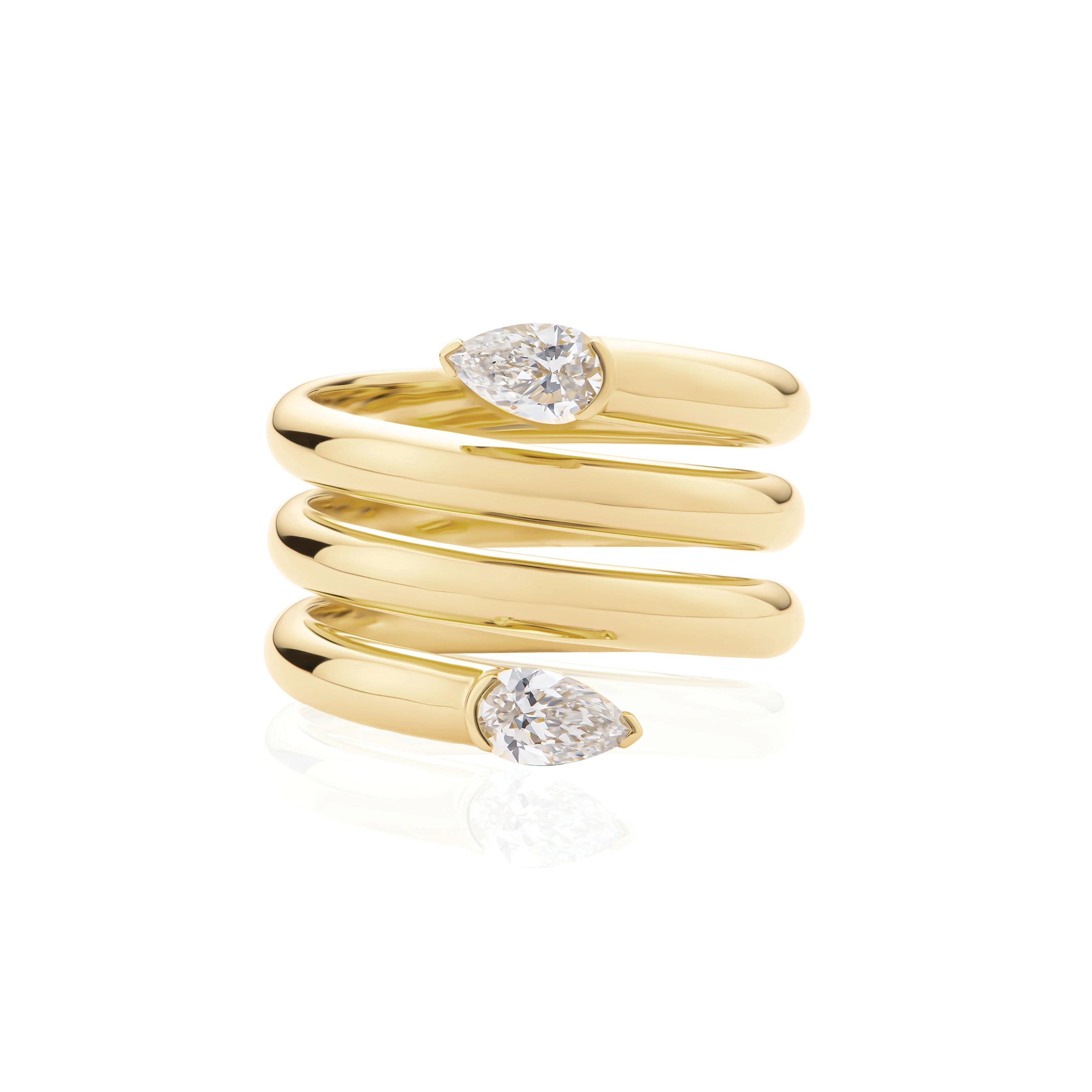 Gioielli da donna con dita intere color oro, scintillanti, con goccia a goccia, CZ, anello a forma di serpente multi avvolgimento