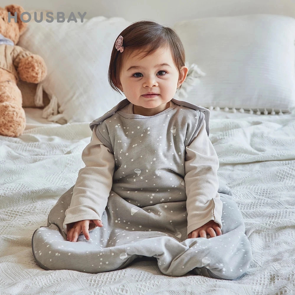 Sacos de dormir para bebês de 0 a 24 meses, cobertor anti-chute, colcha infantil, roupa de dormir, 2.5tog, estrelas, estampa, primavera, 100% algodão, colete, sacos de dormir
