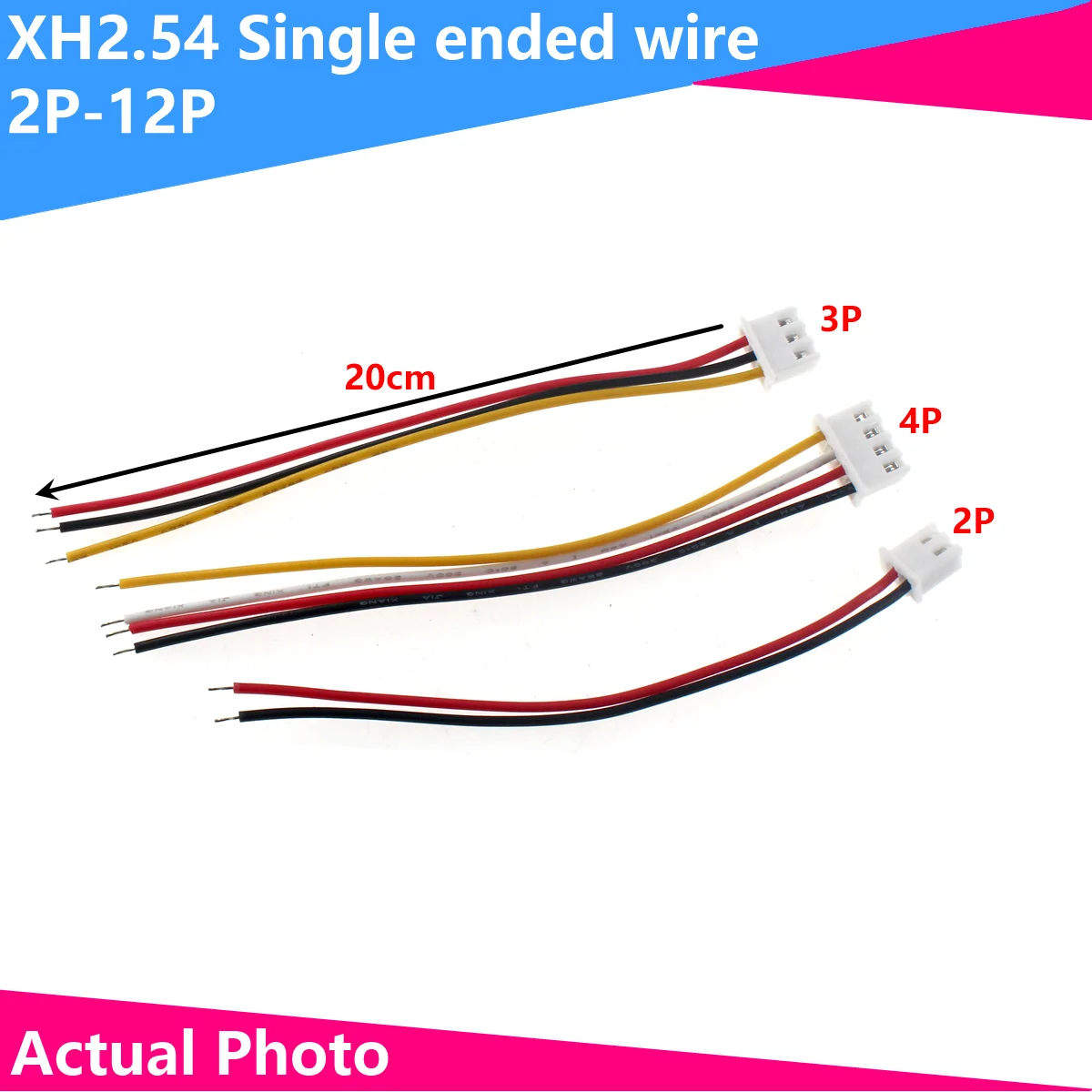 10 peças xh2.54 20cm 30cm cabo de chicote de fios linha eletrônica de cabeça única 2p 3p 4p 5p 6p 7p 8p 9p 10p