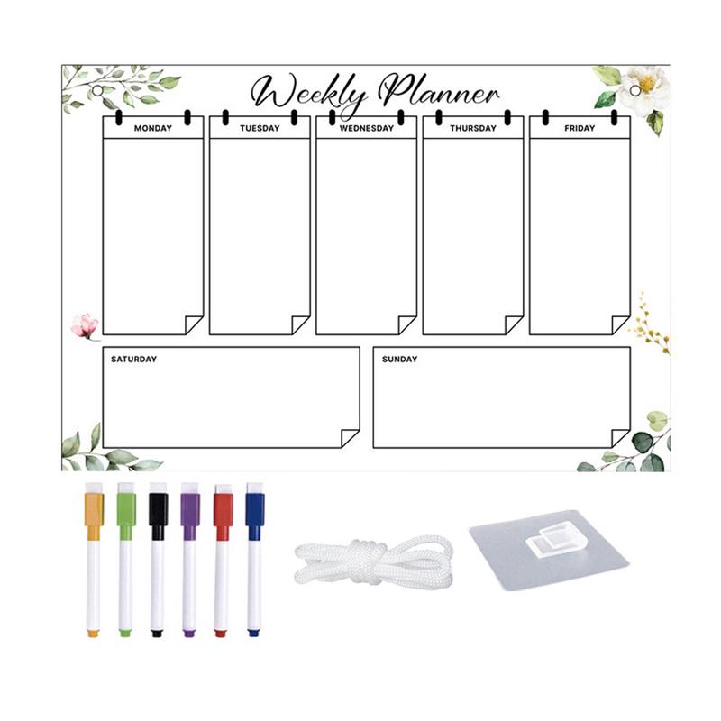 Weekly Acrylic Dry Erase Board Acrylic Erasable & Reusable Wall Calendar Weekly Planner For Bedroom Includes 6 Color Markers