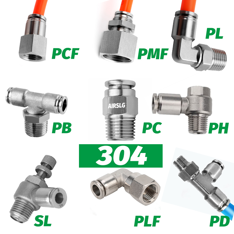 Złączki węży pneumatycznych ze stali nierdzewnej 304 PC PCF PL PLF PB Złącze rurki powietrznej 1/8 1/4 3/8 1/2 Szybkozłączki rurowe
