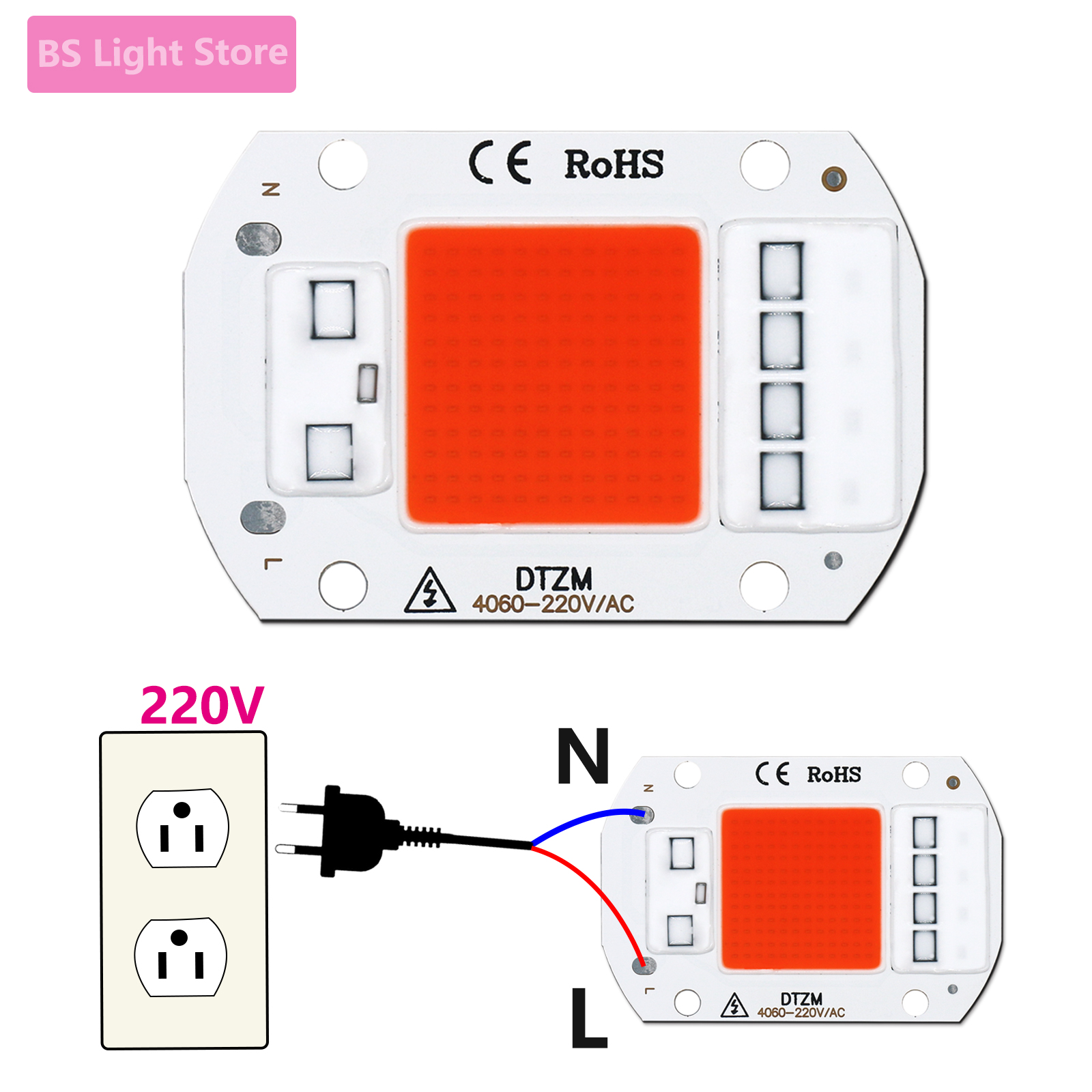 LED élèvent la lumière spectre complet 5W 10W 20W 30W 50W puce LED COB 220V pas besoin de pilote Phyto lampe pour plante d'intérieur lumière lampe de semis
