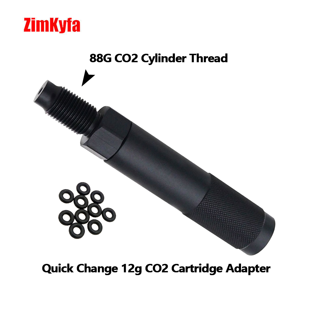 Schnellwechselnder 12-g-CO2-Kartuschen-Adapter mit 88 g 90 g Kapselzylinder, M16 x 1,5 Gewinde, Ausgang, Schwarz