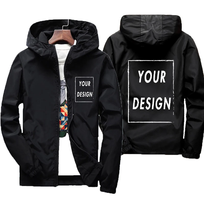 Chaqueta de otoño con logotipo de marca personalizada para hombre, cortavientos cálido impermeable, ropa informal de talla grande 7Xl, chaqueta verde negra y roja para exteriores