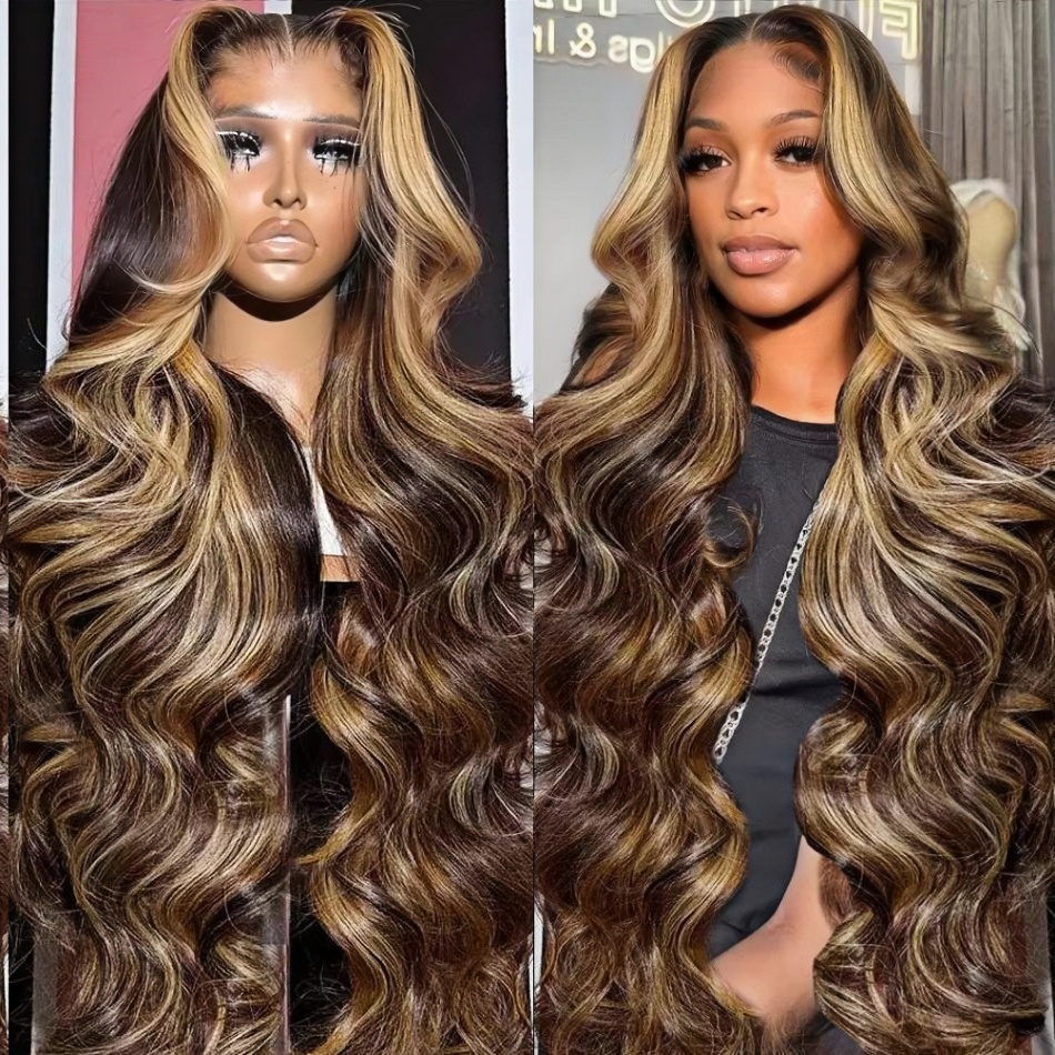 30 pouces mettre en évidence les perruques de cheveux humains brésilien vague de corps avant de lacet perruques pour les femmes 13x4 13x6 Hd Transparent couleur vague lâche perruque