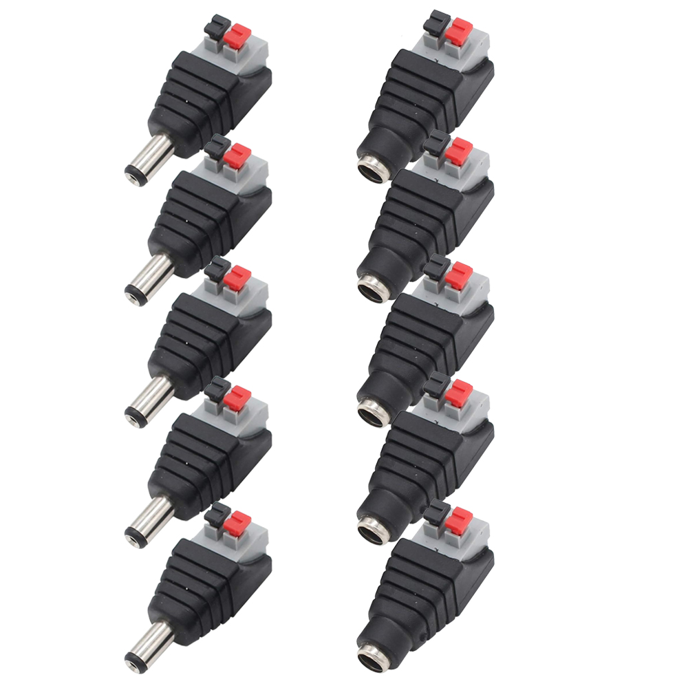 Male Female Socket Barrel Adapter 12V DC Power Connector Plug Jack for CCTV Camera LED Strip Supply Terminal 2.1mm x 5.5mm