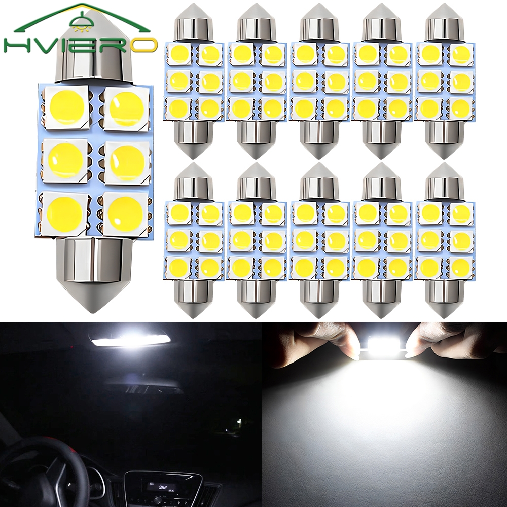 10 STKS 5050 6Led DC 12 v Witte Led 31mm 36mm 39mm 41mm C5w C10w Interieur Festoen Dome Bagage Lamp Leeslamp Deur Lezen Verlichting