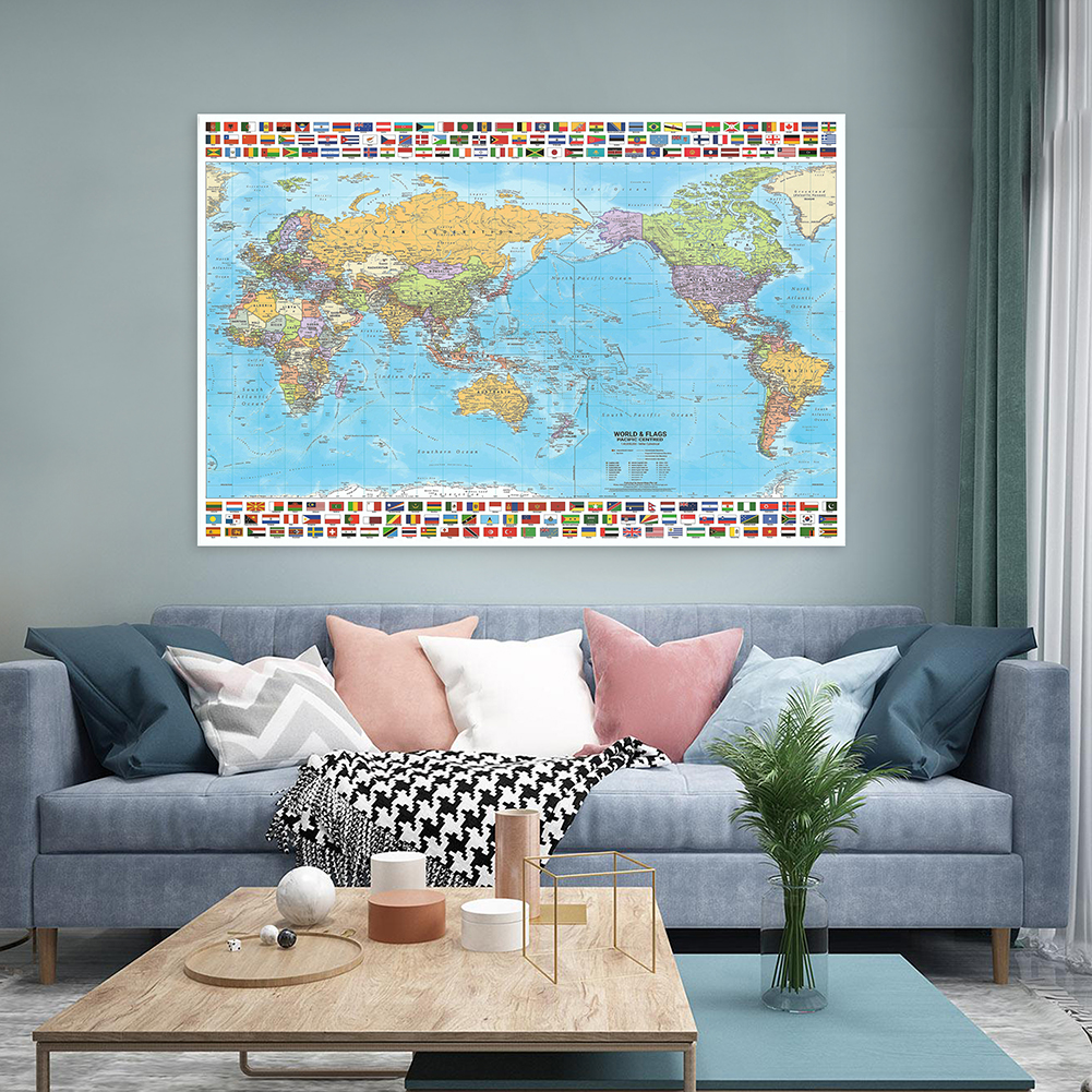 120*80cm The World Map In English In 2012  Art Poster Wall Chart Decorative Hanging Picture Office Home Decor School Supplies