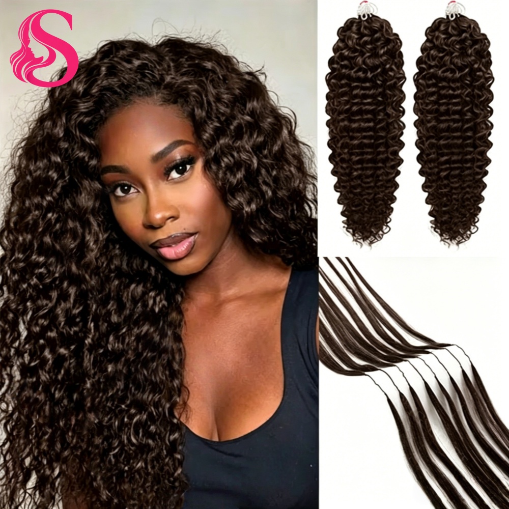Smilegirl 12A Шоколадно-коричневые волосы Deep Wave для наращивания крючком, 300 г, кудри, предварительно разделенные, без узлов, для плетения косичек Miracle Knot