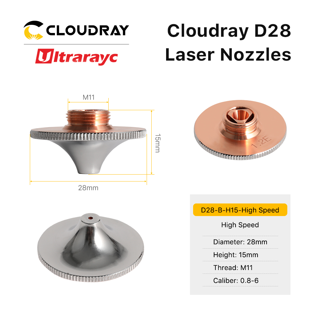 Ultrarayc Voor Lasernozzles D28 H15 M11 Hoge Snelheid Snijkern Dubbele Lagen Noozle Voor Precitec Wsx Fiber Lasersnijkop