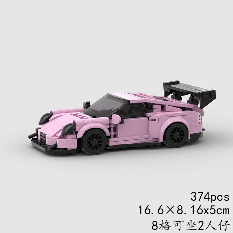 Pink MOC PSC BAOshijie GT Speed Series Mobil Mewah Carrera Mobil Balap Blok Bangunan Perakitan Ornamen Model Puzzle Mainan Anak Hadiah