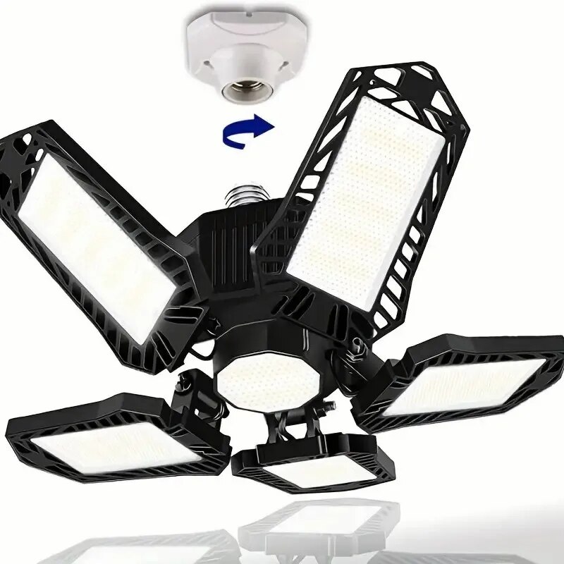 LED ガレージ電球 45 ワット 60 ワット 80W10000LM 超高輝度ガレージ照明 LED ショップライト、調整可能なパネル、E27 ネジソケット付き