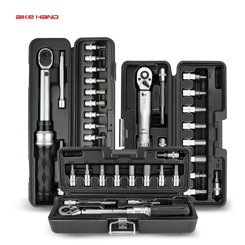 BIKEHAND Set Kunci Pas Torsi Profesional 1/4 ''Drive Sepeda T20/25/30 Alat Kunci Allen Kit Kunci Pas Soket Alat Perbaikan Motor
