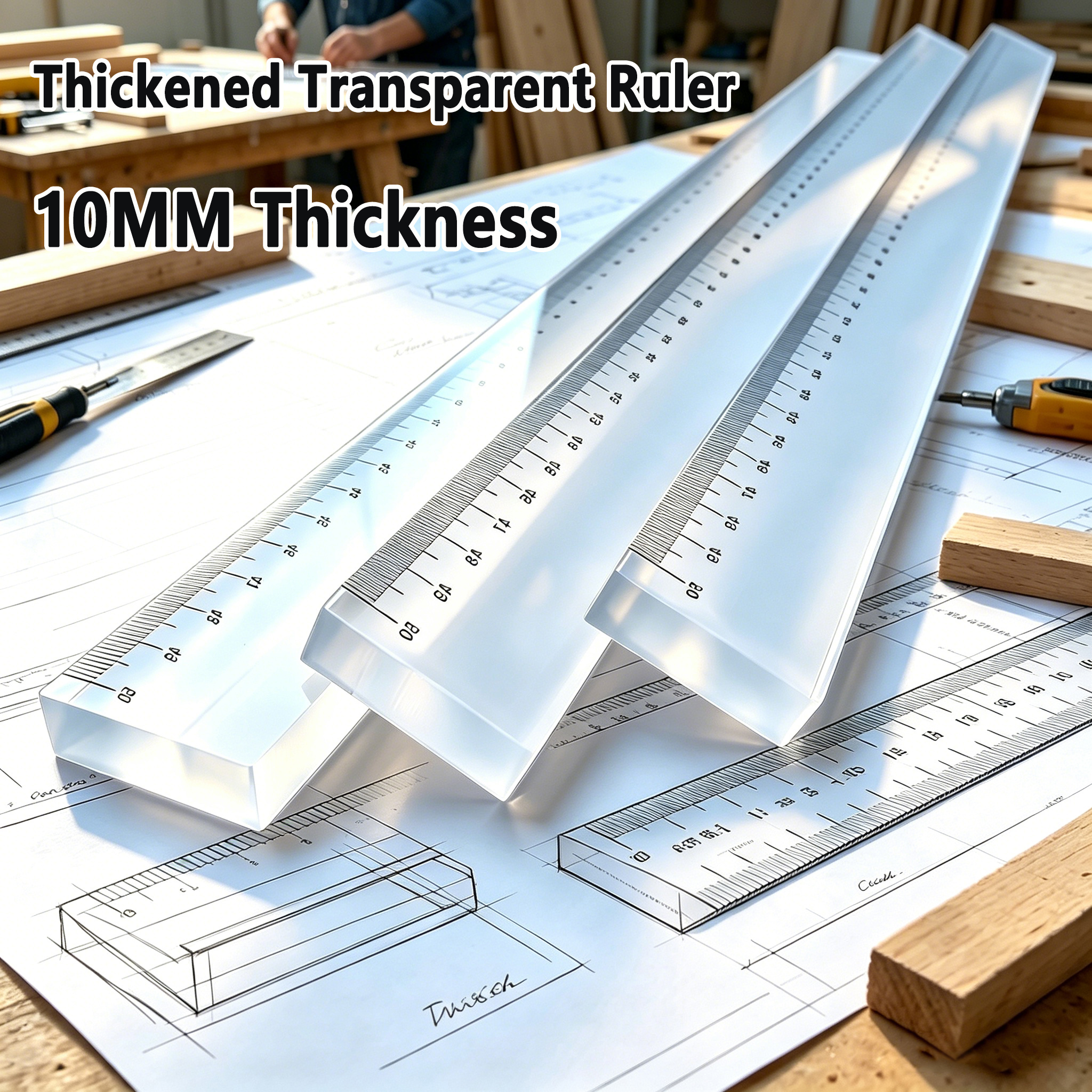 20/30/50cm |   Regla de Acrílico Transparente de 10 mm de Grosor |   Escala Arquitectónica de Grado Industrial |   Herramienta de Medición de Alta Precisión y Resistencia