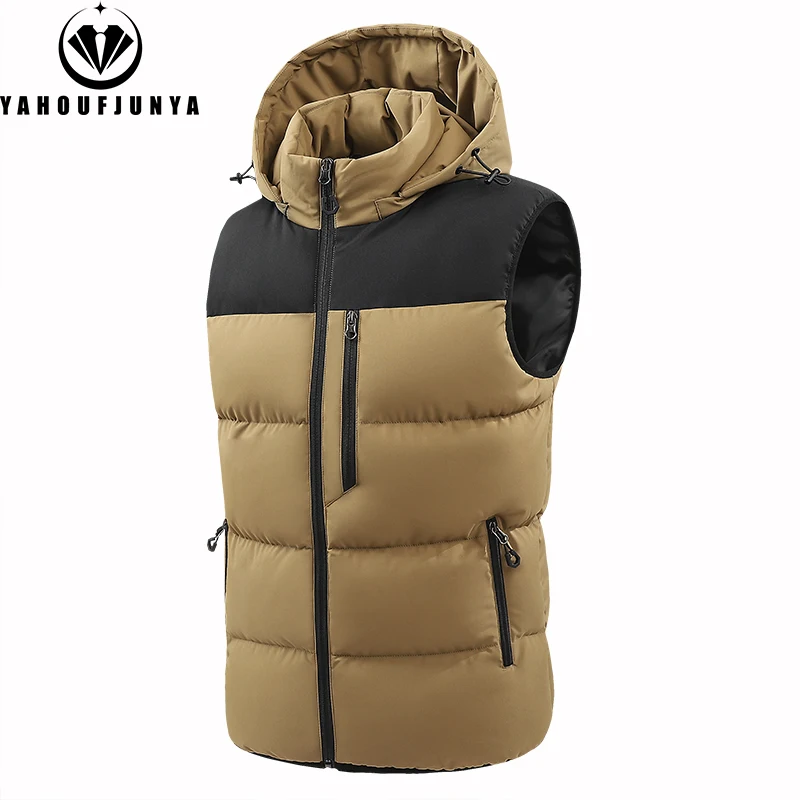 Hots Winter Männer Im Freien Winddicht Fleece Abnehmbare Kapuze Weste Männer Ärmellose Warme Casual Fashion Zipper Marke Weste Männlichen Mantel