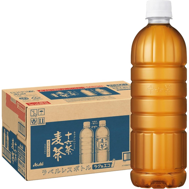 ジュロク茶（アサヒ飲料） - ジュロク茶麦茶、無ラベルボトル、660ml×24本【お茶】【カフェインフリー】