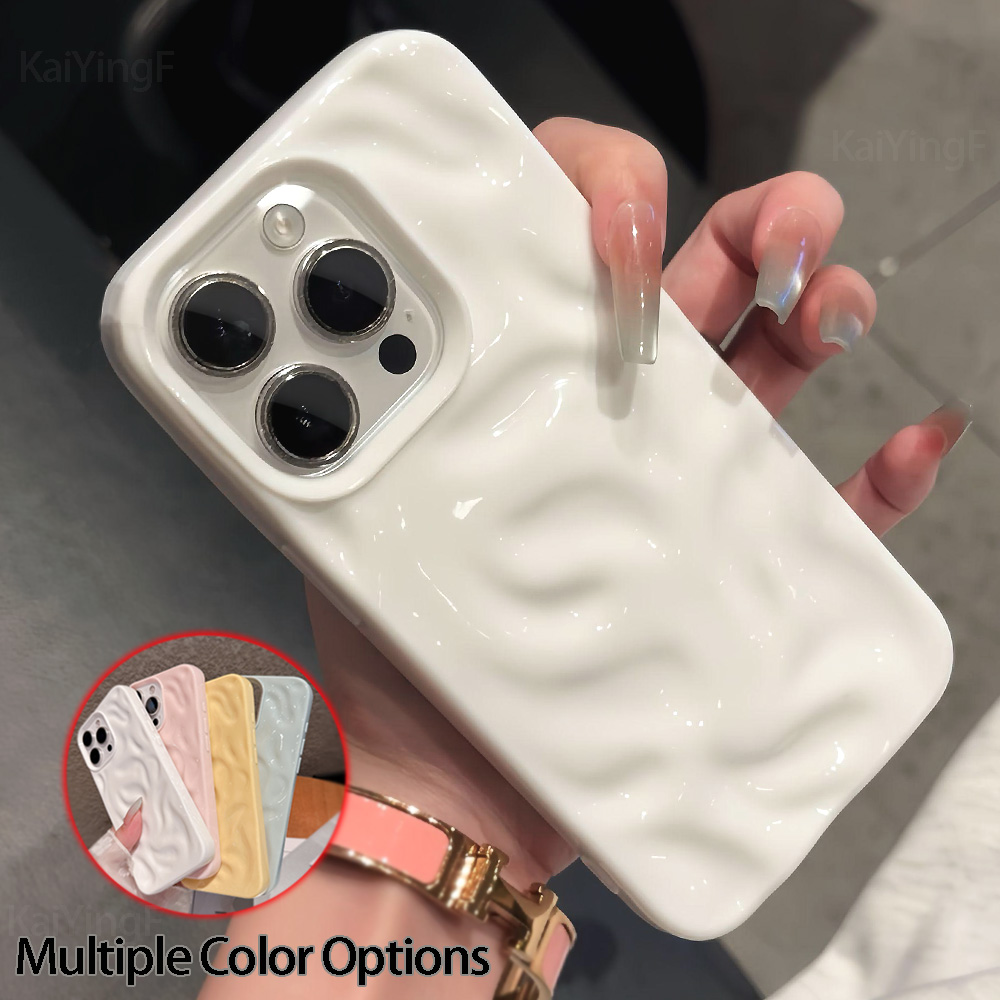 Luxe Zachte Siliconen Voor iPhone 11 12 13 14 15 16 17 Pro Max Plus Wave Vouw Patroon Snoep bumper Terug Gevallen Beschermhoes