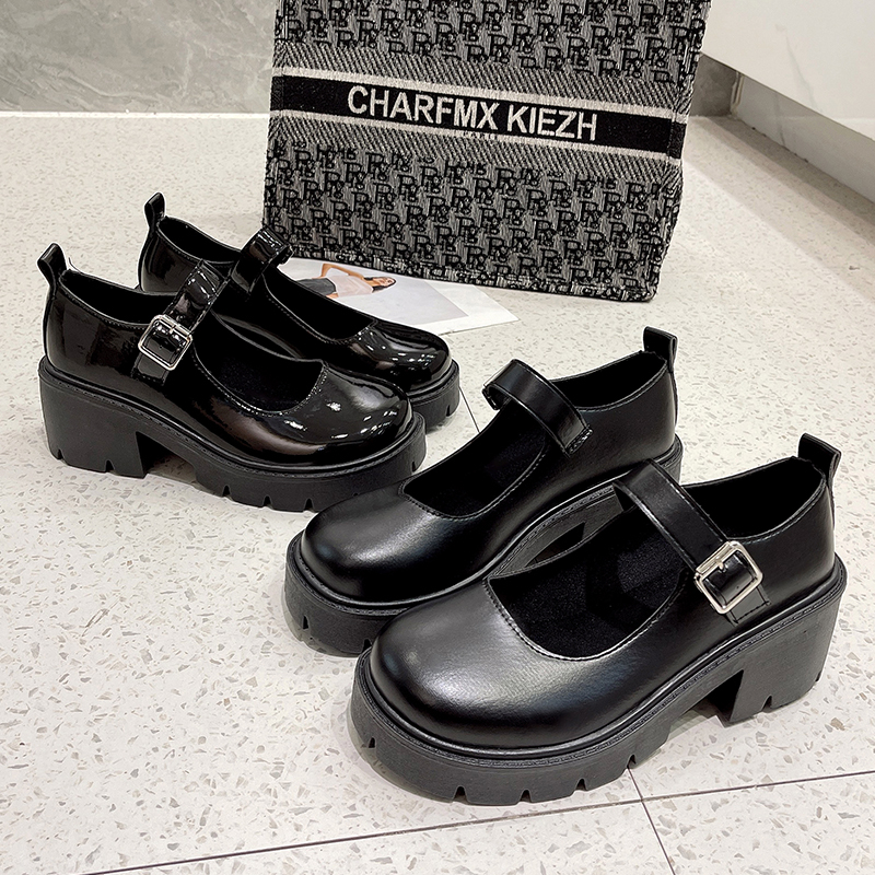 Lakleer Hoge Hakken Mary Jane Schoenen Vrouwen Japanse Stijl Enkel Gesp Platform Pompen Vrouw Punk Jk Uniform Lolita Schoenen 43